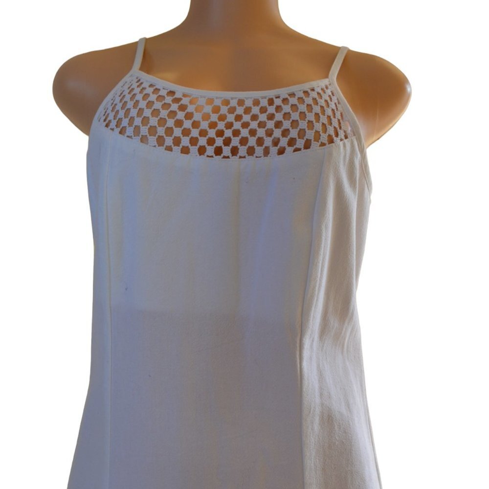 Cuco Mexico Class White Ivory Mesh Dress Spaghetti Straps Cotton Size M - L NWOT - Picture 3 of 13